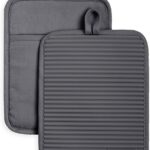 KitchenAid Ribbed Soft Silicone Pot Holder 2-Pack Set, Charcoal Grey, 7