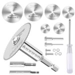 11 PCS Rotary Drill Saw Blades: 6 PCS Mini Circular Saw Blades with 2 PCS 1/4