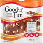 Good ‘n’ Fun Triple Flavor Kabobs Dog Treats, 24 Ounces, Long-Lasting Chews Made from Beef Hide, Real Chicken, Pork Hide, Duck and Chicken Liver