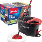 O-Cedar EasyWring Microfiber Spin Mop, Bucket Floor Cleaning System, Red, Gray, Standard